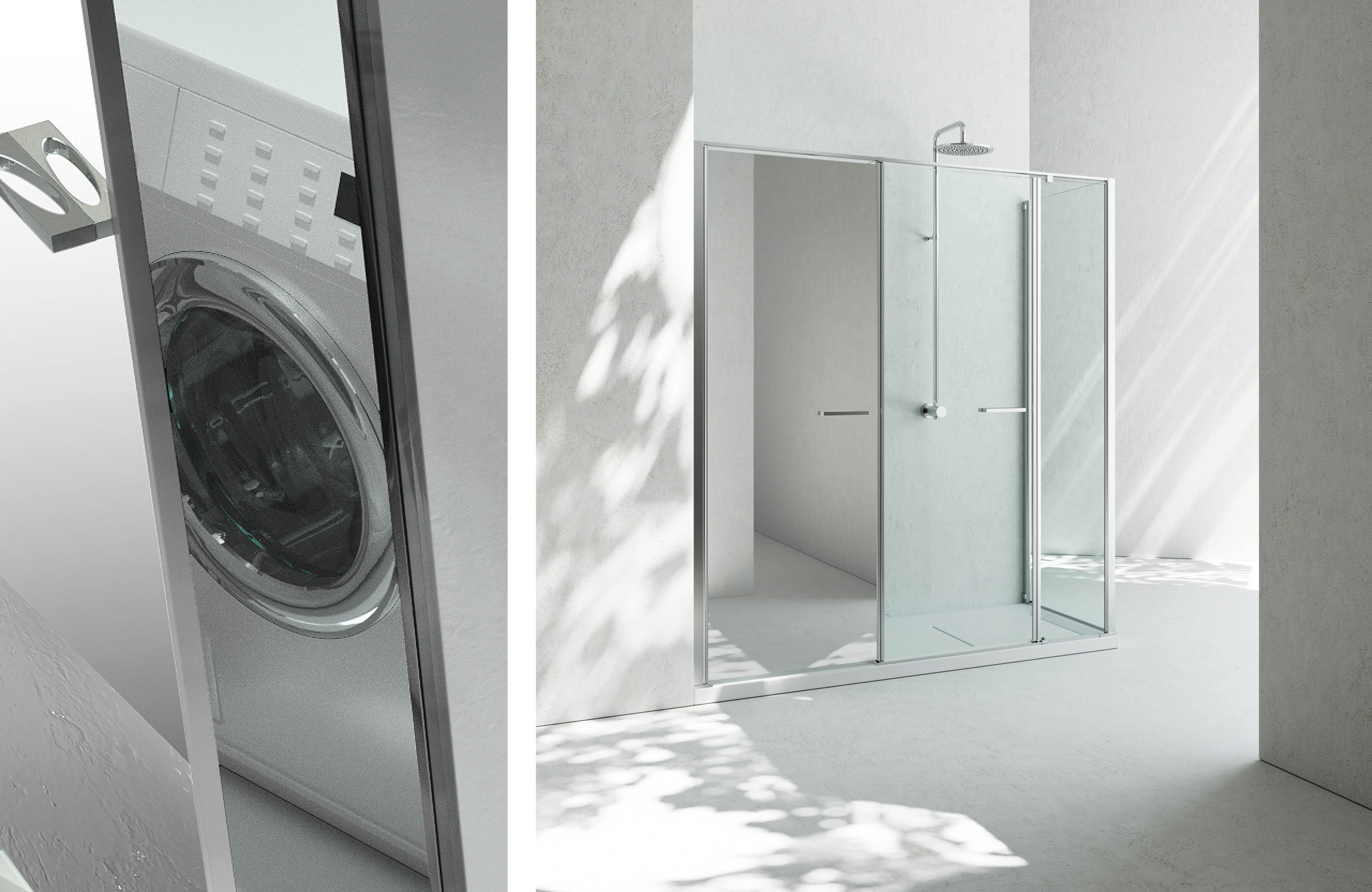 Shower enclosure space washing machine  – Twin 