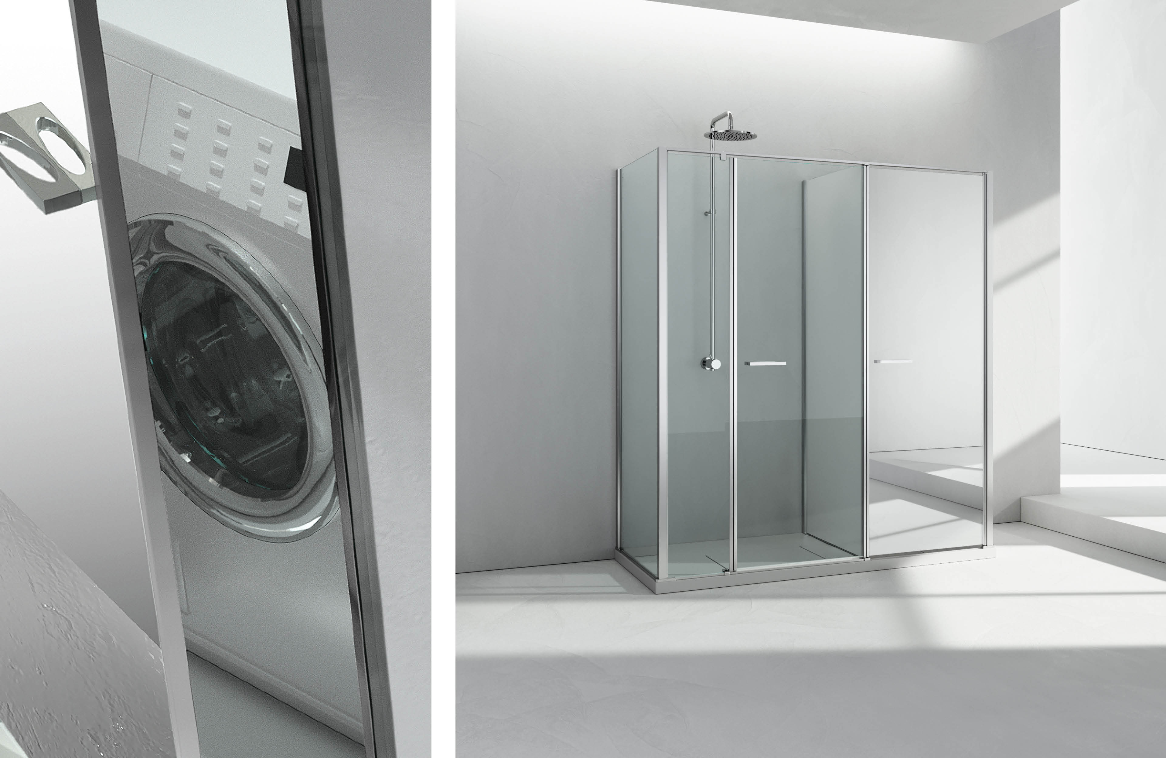 Shower enclosure space washing machine – Twin 